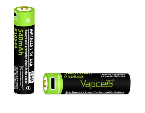 Baterija Vapcell P1054A velikosti AAA 1,5 V z zmogljivostjo 540 mAh in polnilnim priključkom 